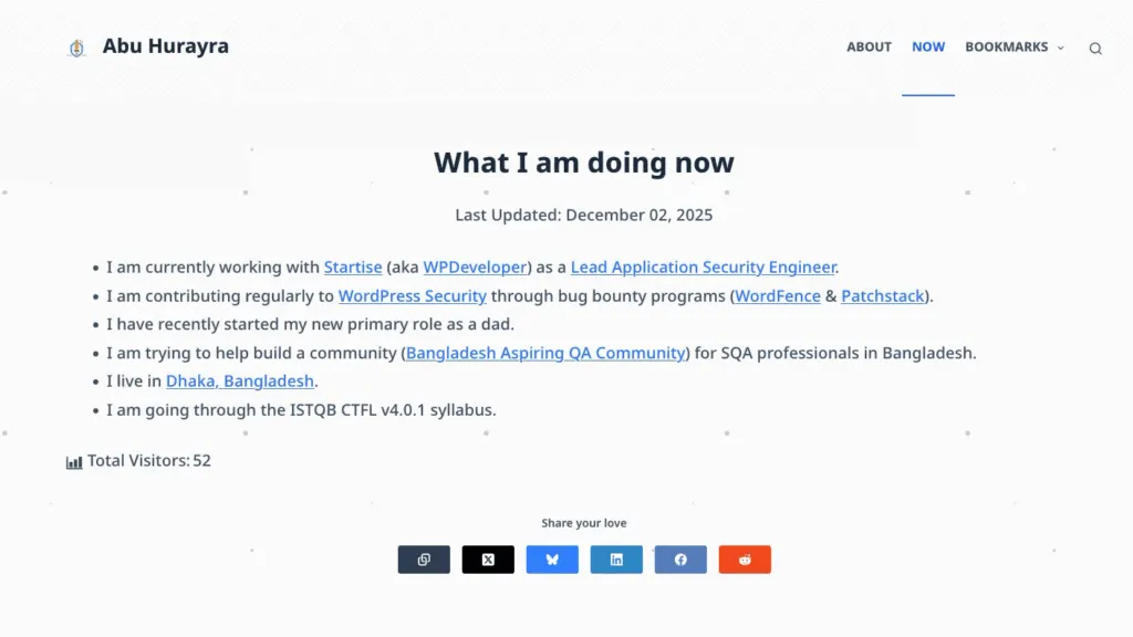 /now page from hurayraiit.com/now
