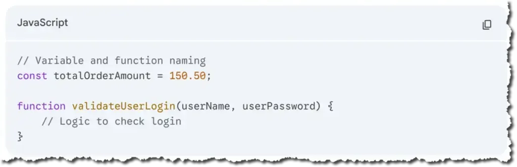 Example Code For Camel Case.