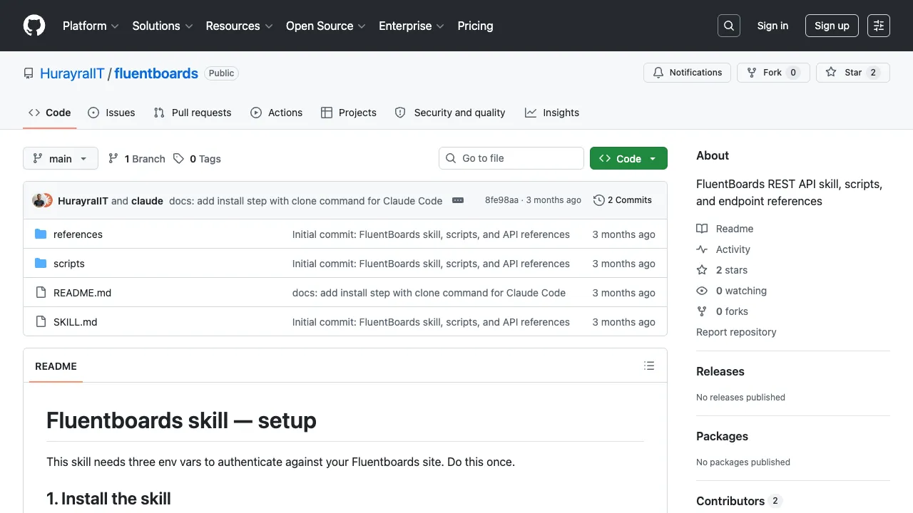 Homepage preview of FluentBoards Skill