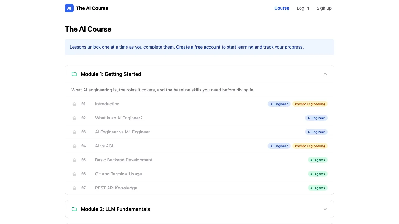 Homepage preview of The AI Course